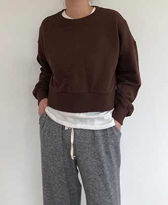 Crop Sweat Shirts [Only Brown]