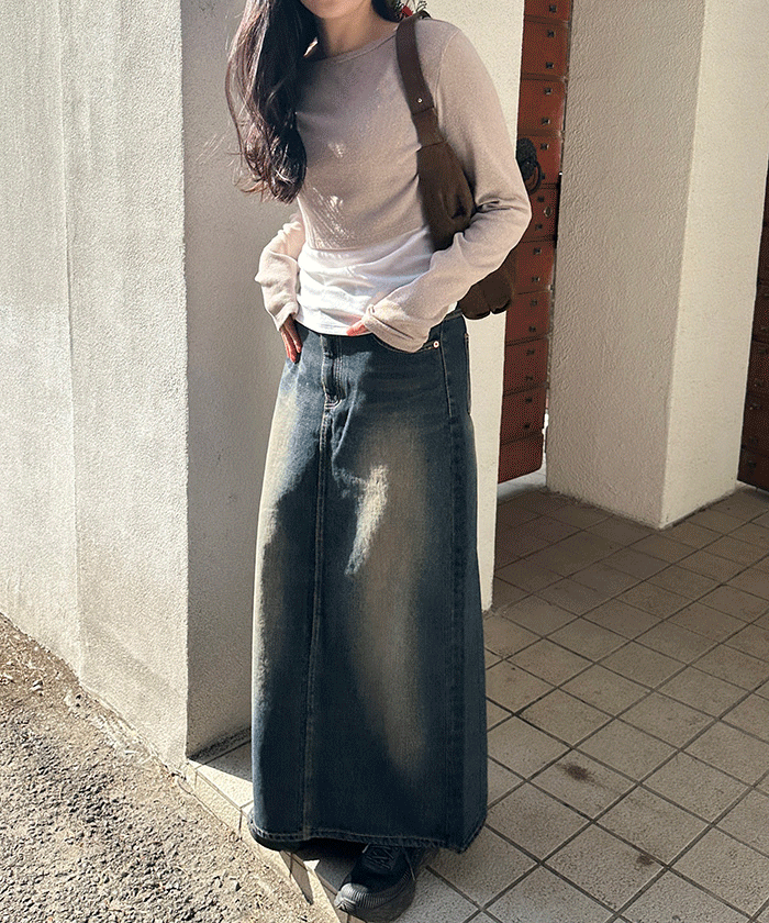 [S 당일발송]Maxi Denim Skirts